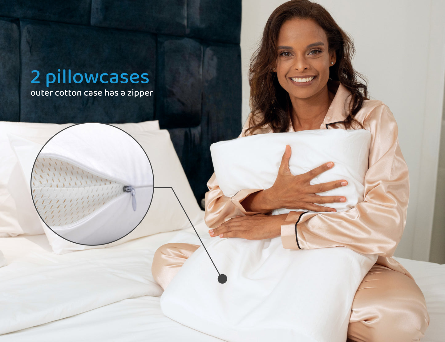 Natural Talalay Latex Contour Pillow DreamLogix – Medium Soft, Curved, Standard Size 24''x16''x4/5''